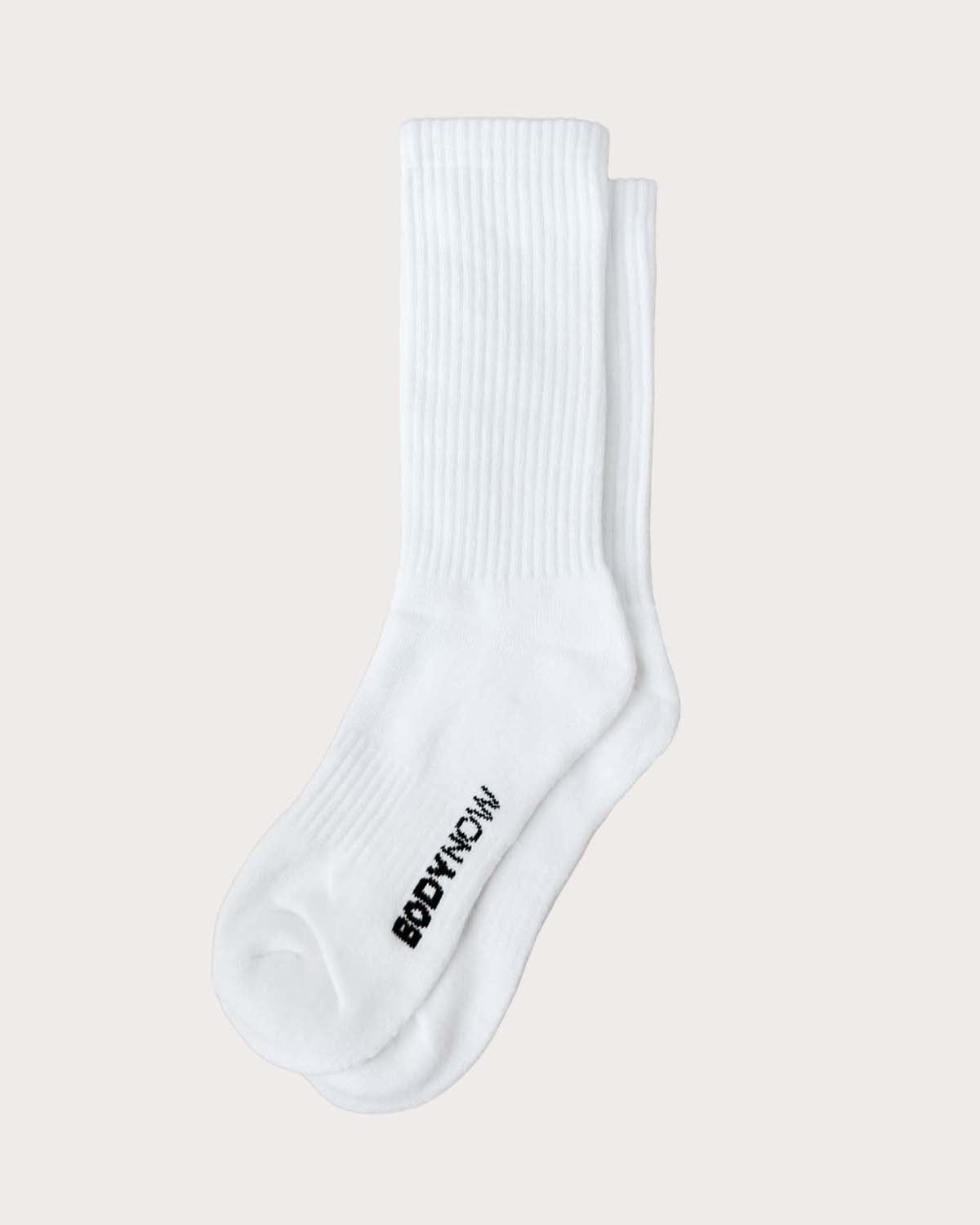 Bodynow Socks 'Everyday Premium' Original- weiße Sportsocken in Crew Length mit schwarzem Logo