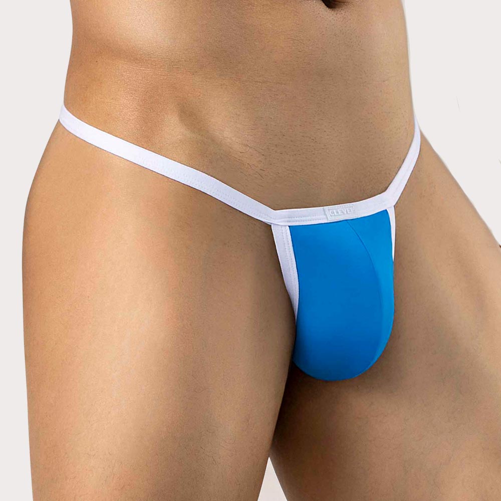 Clever Boreas Thong - Herren String-Tanga mit anatomischem Pouch aus elastischer Mikrofaser in hellblau, side