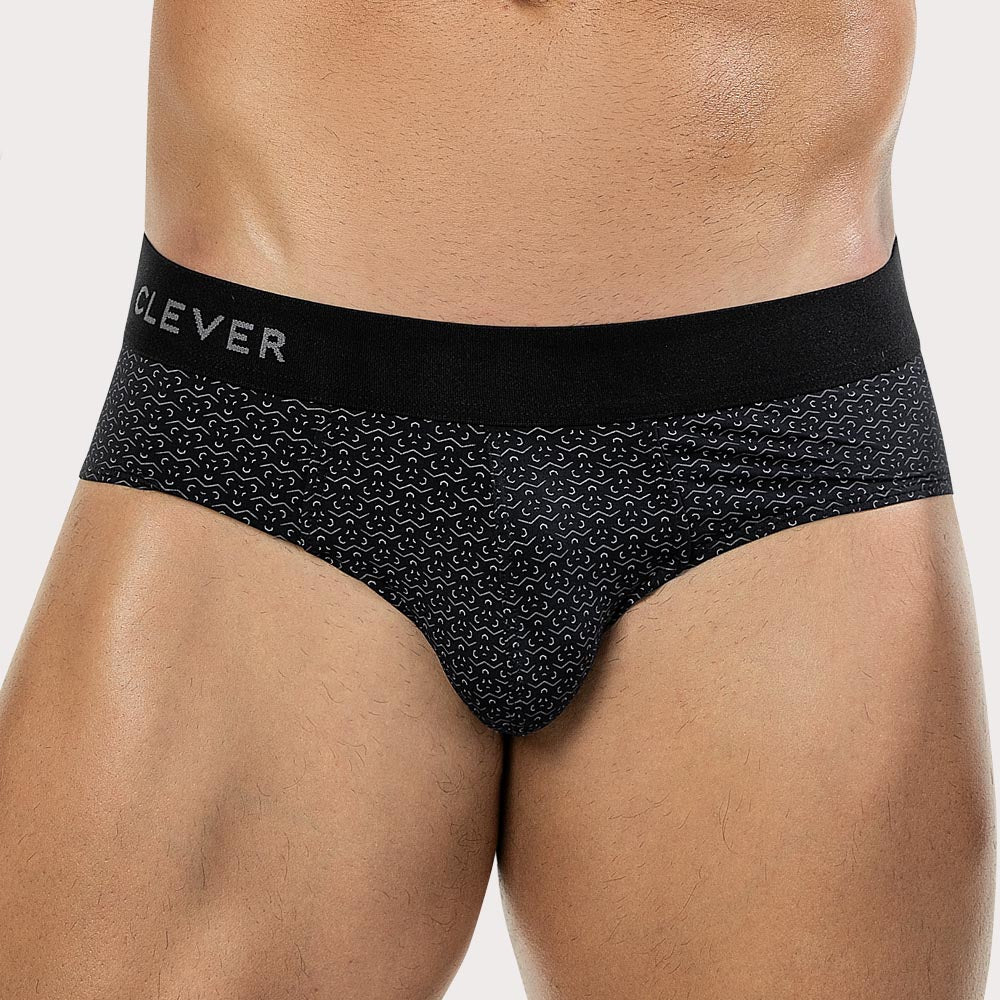 Clever Eros Classic Brief - Herrenslip aus Mikrofaser mit Grafik-Print in schwarz