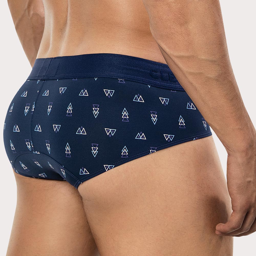 Clever Ares Classic Brief - Herrenslip aus Mikrofaser mit geometrischem Allover-Print in navy-blau, back