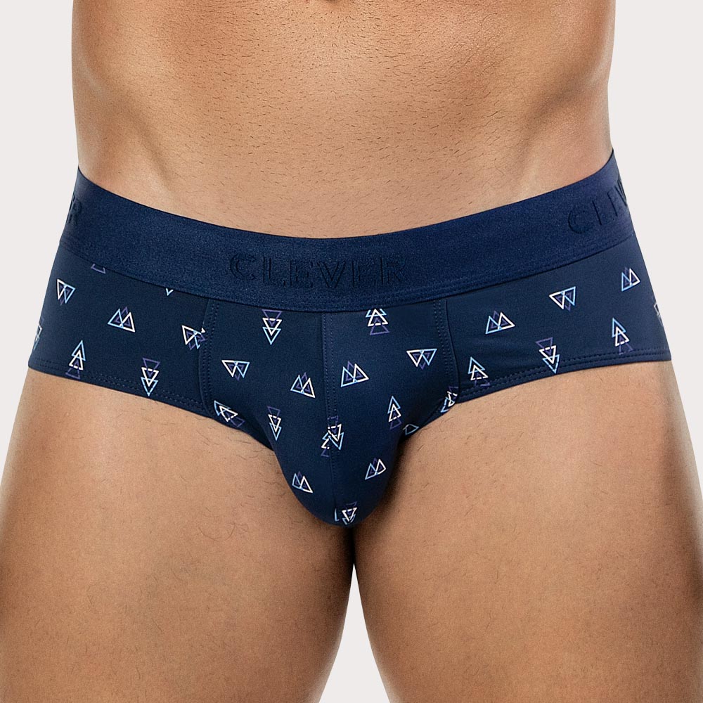 Clever Ares Classic Brief - Herrenslip aus Mikrofaser mit geometrischem Allover-Print in navy-blau