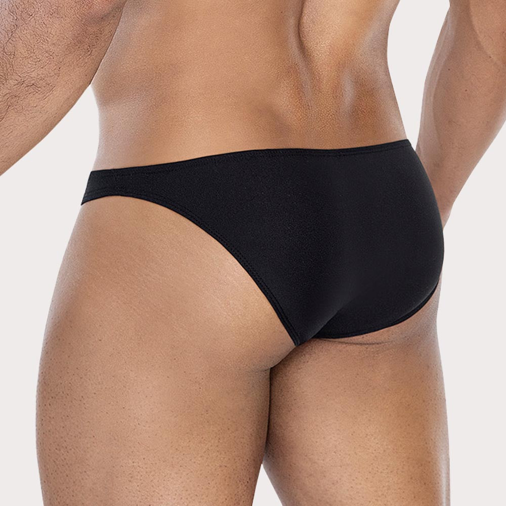 Cut4Men Low-Rise Bulge Brief - Ultraknapper Mini Slip für Herren aus weicher Mikrofaser in schwarz, back