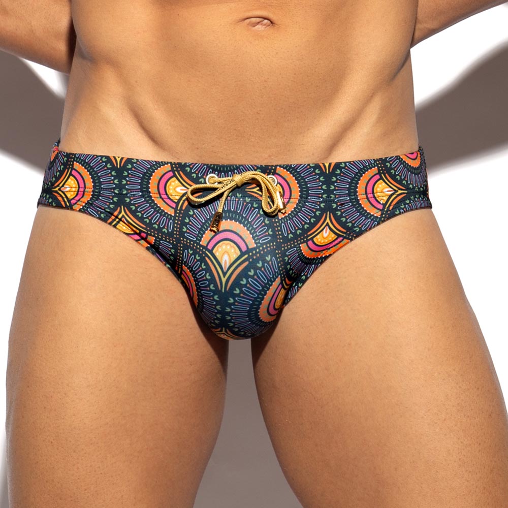 ES Collection Peacock Print Swim Brief - Herren Badeslip mit stylischem Print und ergonomischer Passform