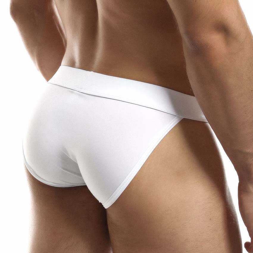 Intymen Obscene Tanga Brief - ultra knapper Low-Rise Slip mit Pouch für Männer aus Microfaser in weiß, back
