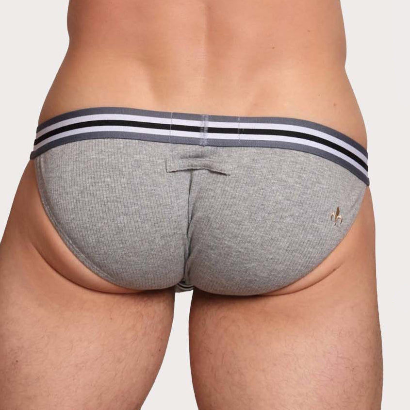 Marcuse Marche Tanga Brief - Knapper Mini Slip für Herren im super Low-Rise Design in grau, back