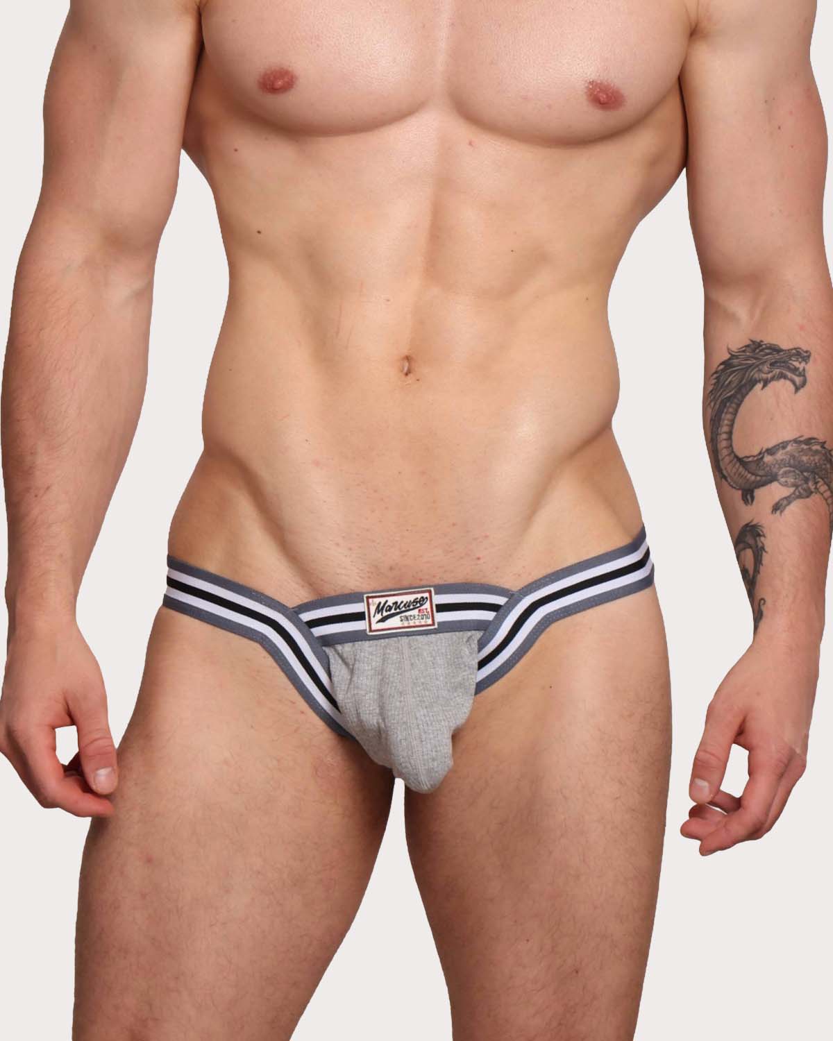 Marcuse Marche Tanga Brief - Knapper Mini Slip für Herren im super Low-Rise Design in grau