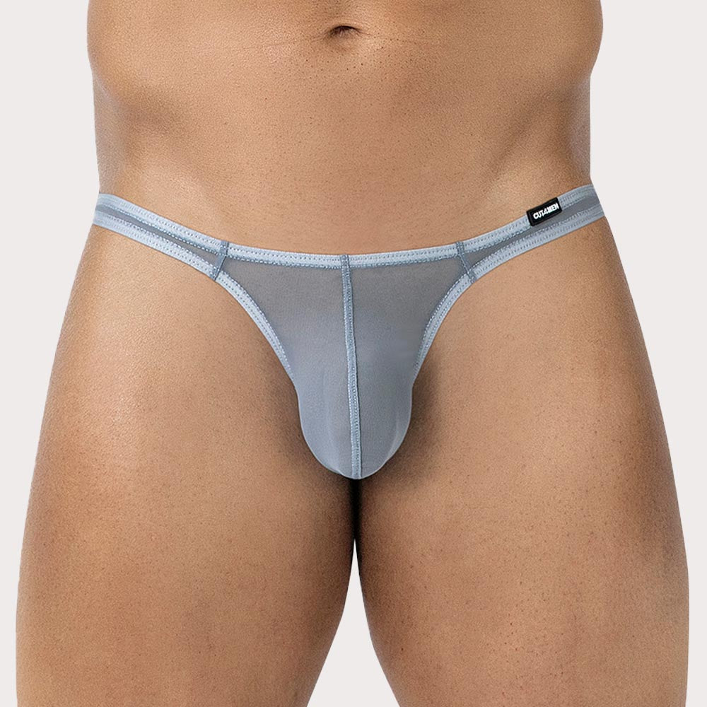 Cut4Men SP4NDEX BREEZE Brazilian Mesh Thong - Herren String-Tanga aus aus durchsichtigem Material in grau
