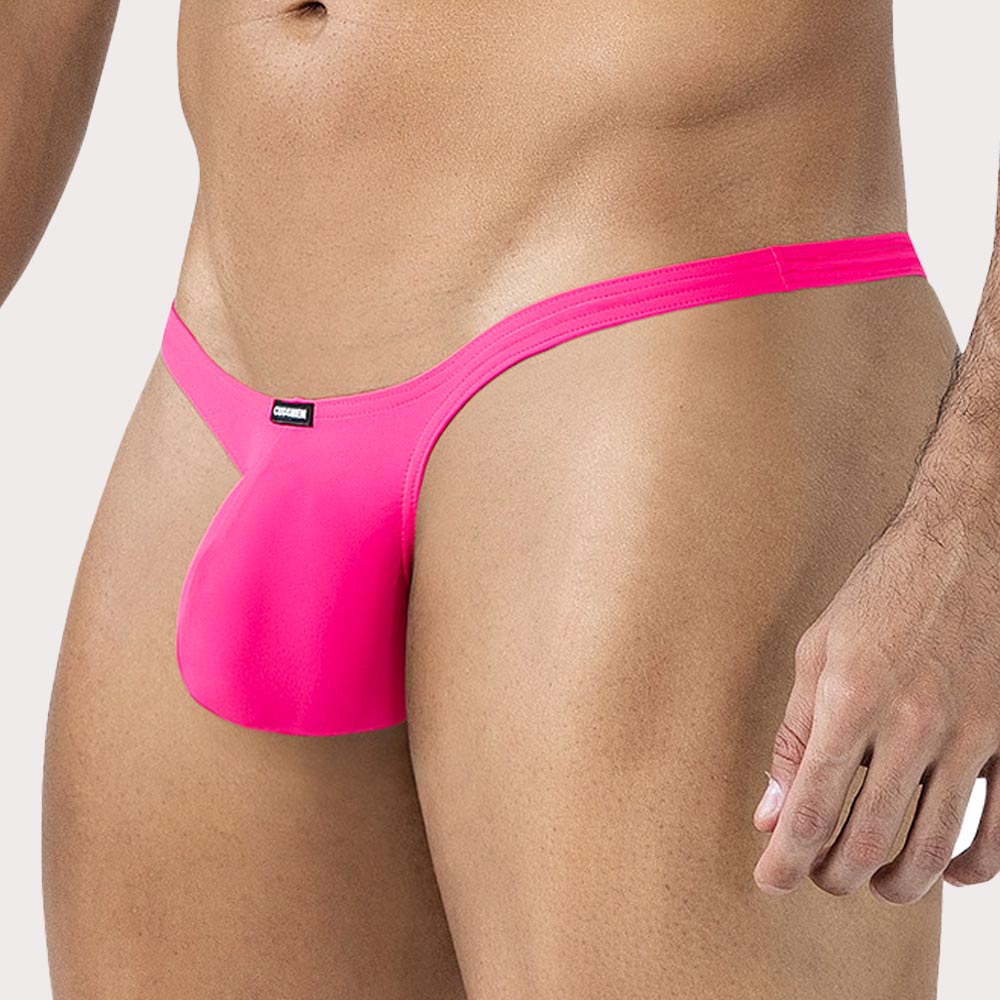 Cut4Men Sp4ndex Glow Bulge Plus Thong  - knapper Männer String mit großzügigem Pouch aus weicher Mikrofaser in pink