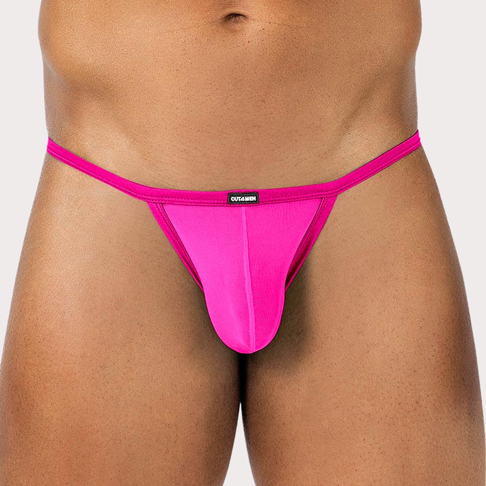 Cut4Men SP4NDEX GLOW Tanga Kini - knapper Herren Tanga aus durchsichtigem Mesh Material in pink