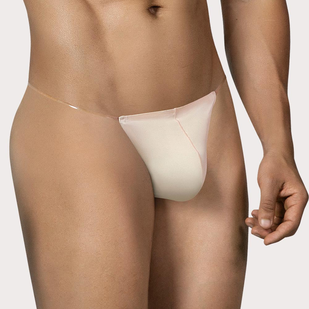 CUT4MEN Seamless Thong – nahtloser String-Tanga für Männer aus elastischer Mikrofaser für ein leichtes Tragegefühl in beige