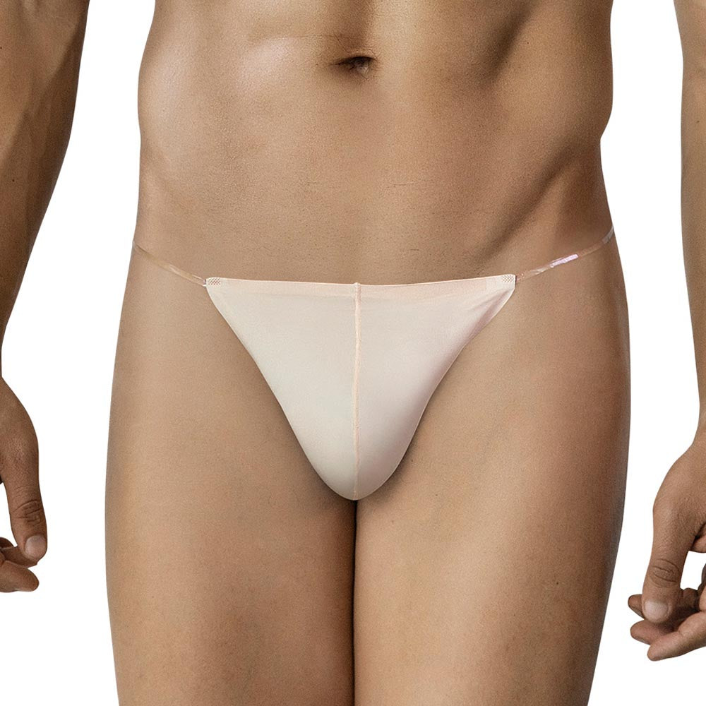 CUT4MEN Seamless Thong – nahtloser String-Tanga für Männer aus elastischer Mikrofaser für ein leichtes Tragegefühl in beige, front