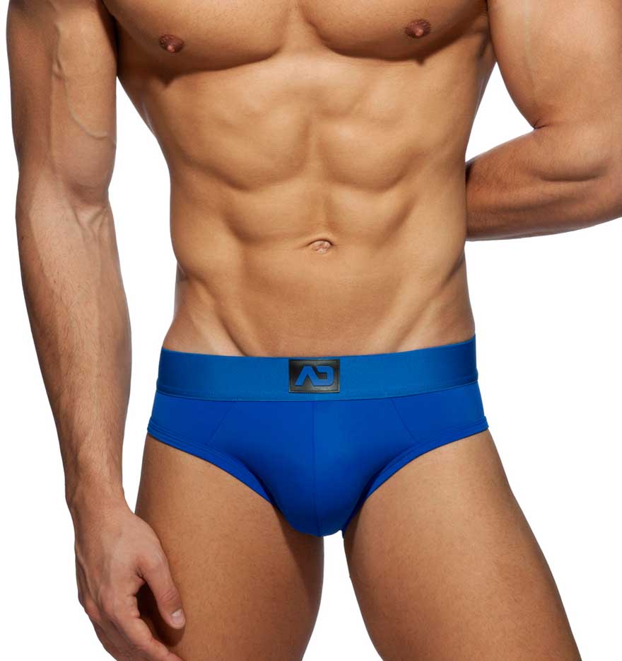 Sexy Jockstrap 'Bottomless Fetish Brief' von Addicted Underwear in blau, Frontansicht