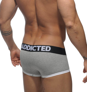 Graue Basic Boxershorts von Addicted Underwear mit schwarzem Bund, Rückansicht