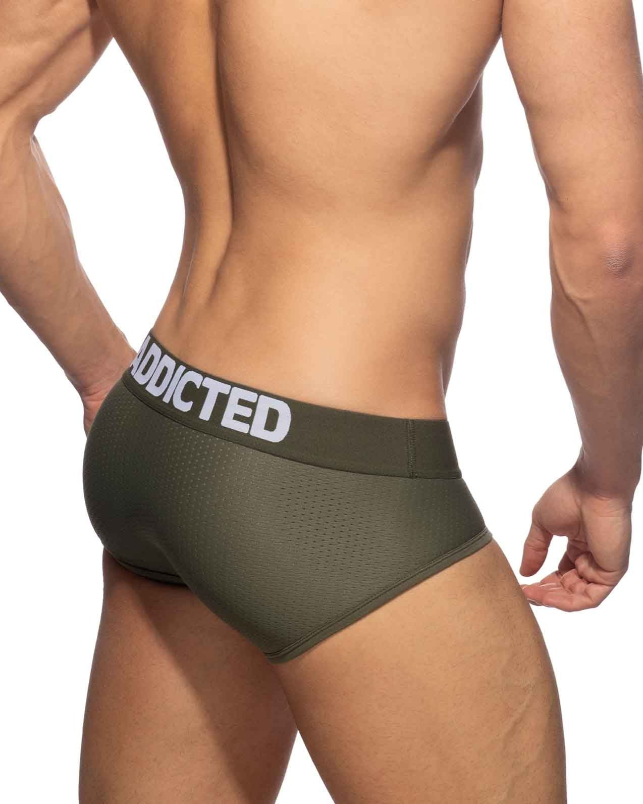 Mesh Slip mit Push-Up Funktion von Addicted Underwear in khaki, Rückansicht