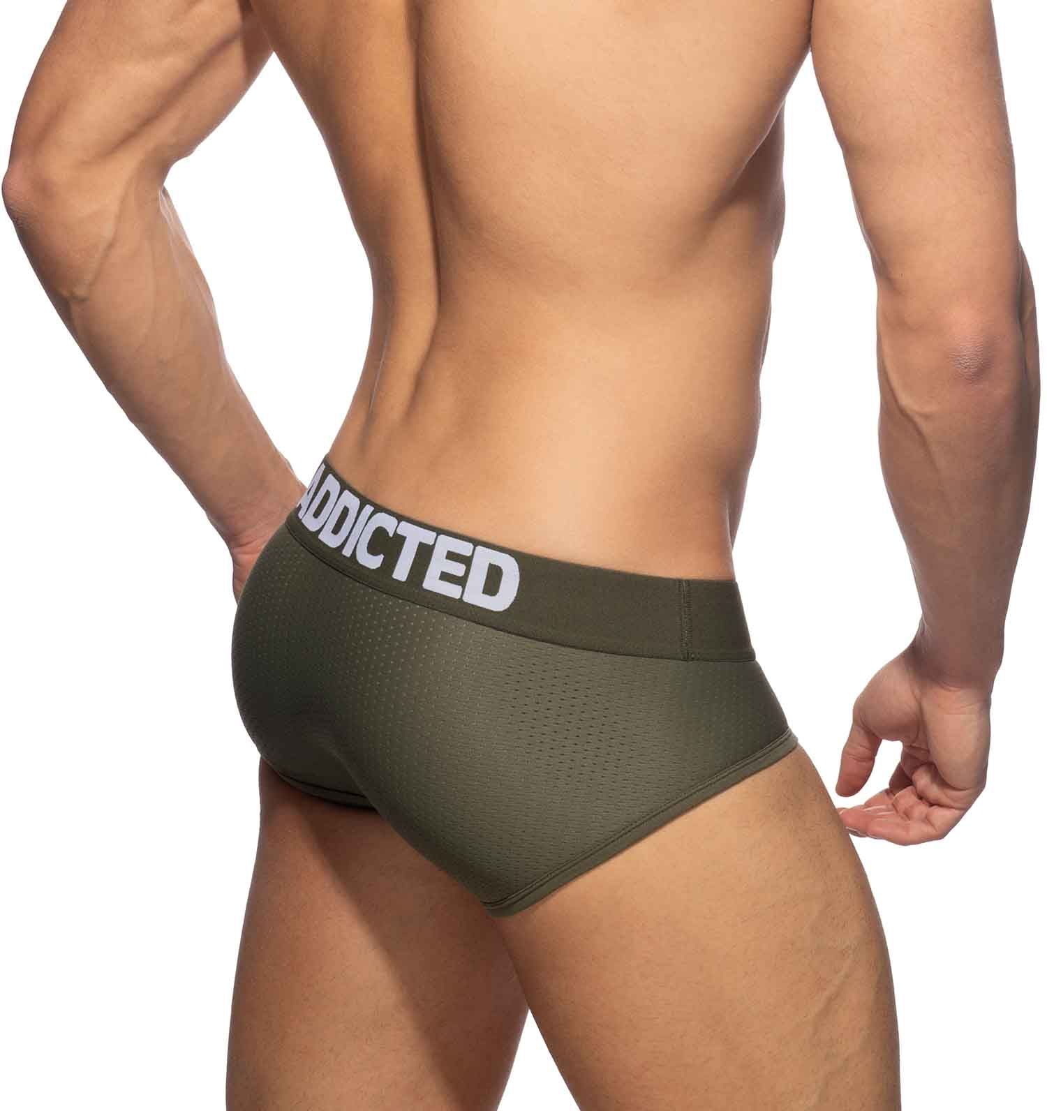 Mesh Slip mit Push-Up Funktion von Addicted Underwear in khaki, Rückansicht