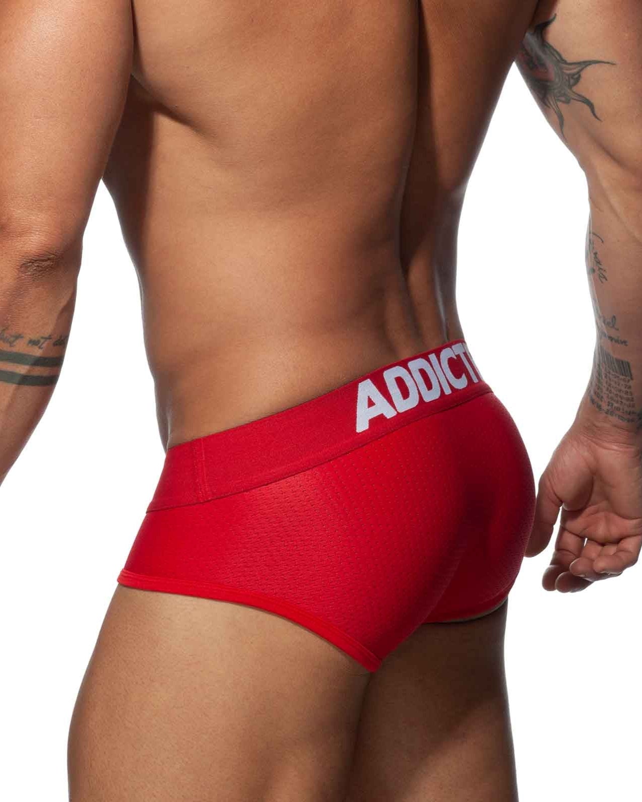 Roter Mesh Slip mit Push-Up Funktion von Addicted Underwear, Rückansicht