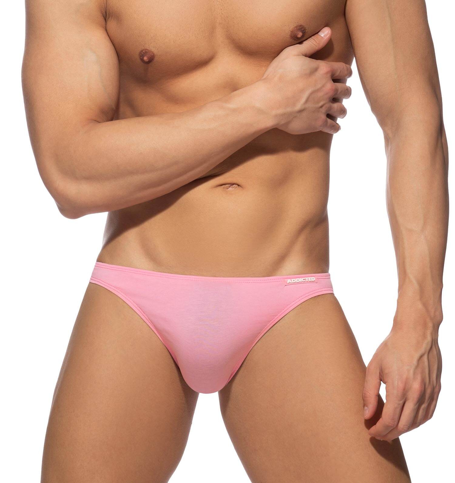 knapp geschnittener Mini Slip 'COTTON BIKINI BRIEF' von Addicted Underwear in pink, Frontansicht