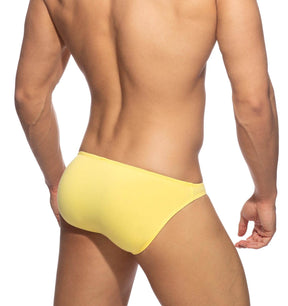knapp geschnittener Mini Slip 'COTTON BIKINI BRIEF' von Addicted Underwear in gelb, Rückansicht