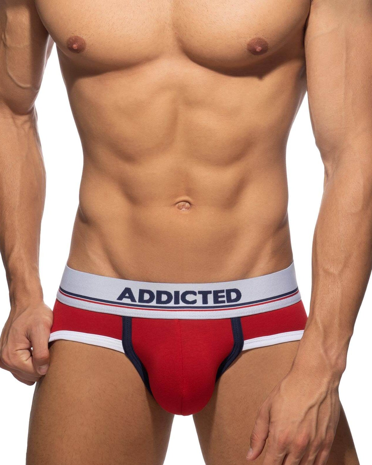 Roter Herren Slip von Addicted Underwear mit farblich abgesetzten Konturen
