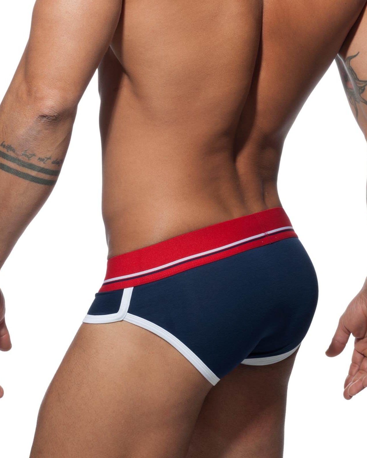 Stylischer Herren Slip in navy-blau 'CURVE BRIEF' aus der Addicted Underwear Kollektion, Rückansicht