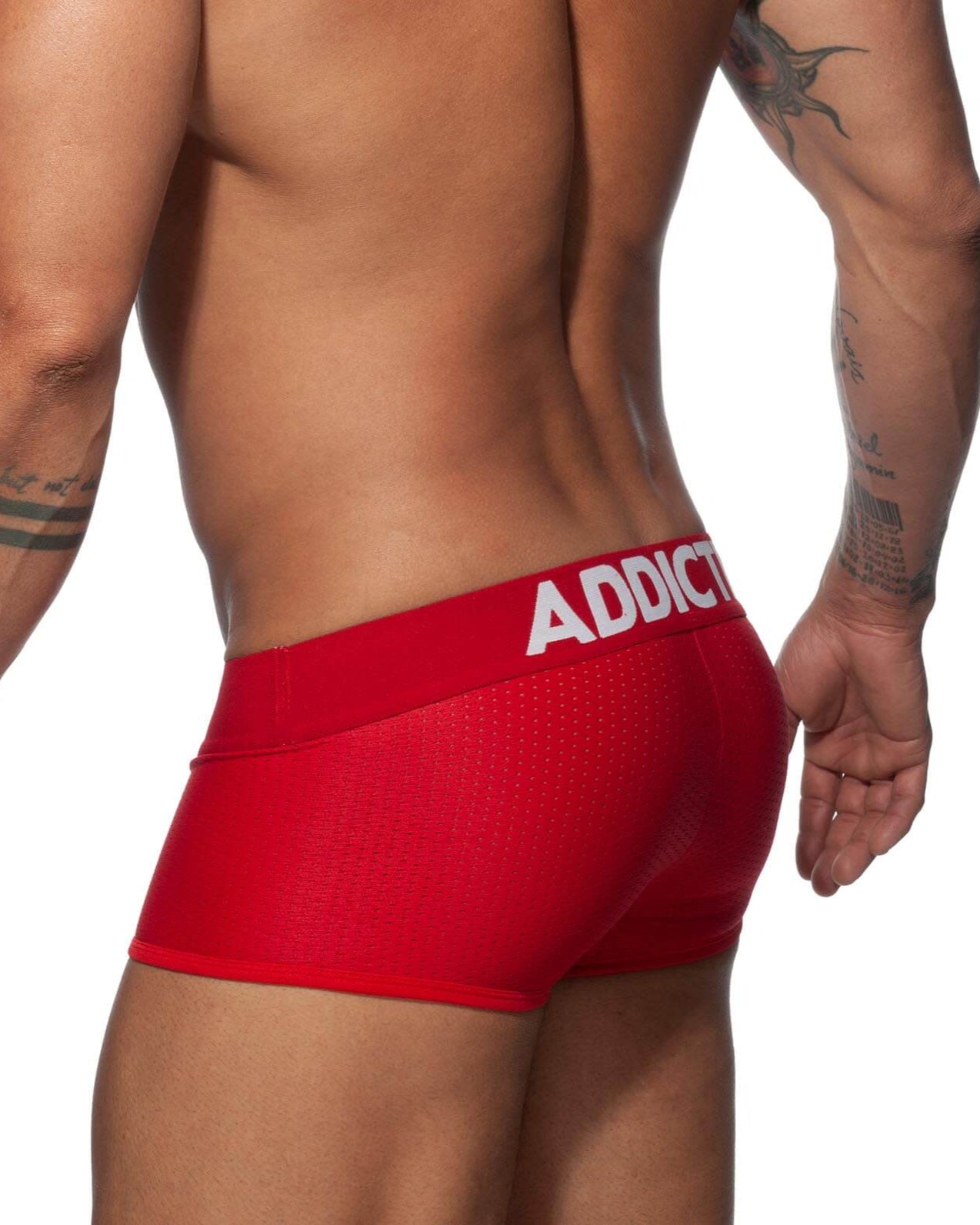 Auffällige Boxershorts 'Push Up Mesh Trunk' von Addicted Underwear in rot, Rückansicht