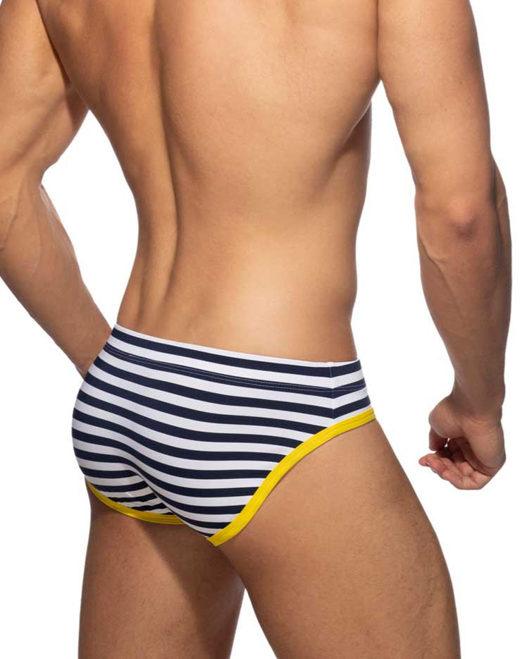 gestreifter Badeslip 'Sailor Swim Brief' von Addicted mit Push Up Einlage, Rückseite