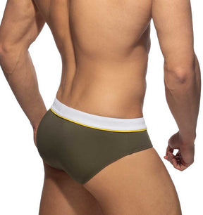 Addicted Badeslip 'Detail Binding Swim Brief' in khaki mit Push-Up Einlage, Rückseite