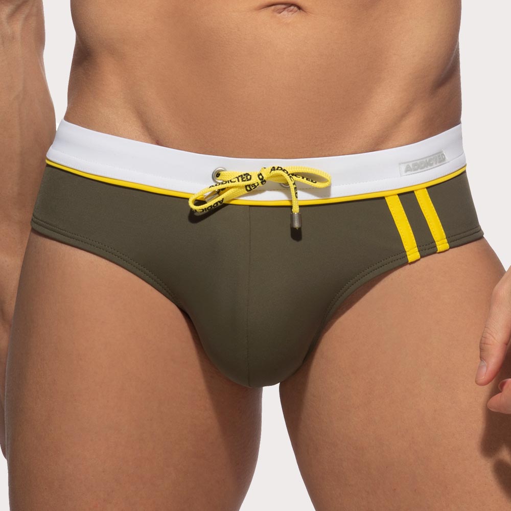 Addicted Badeslip 'Detail Binding Swim Brief' in khaki mit Push-Up Einlage
