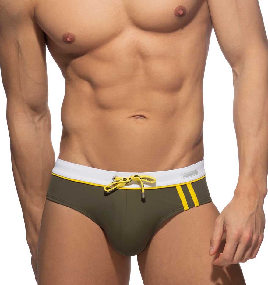 Addicted Badeslip 'Detail Binding Swim Brief' in khaki mit Push-Up Einlage