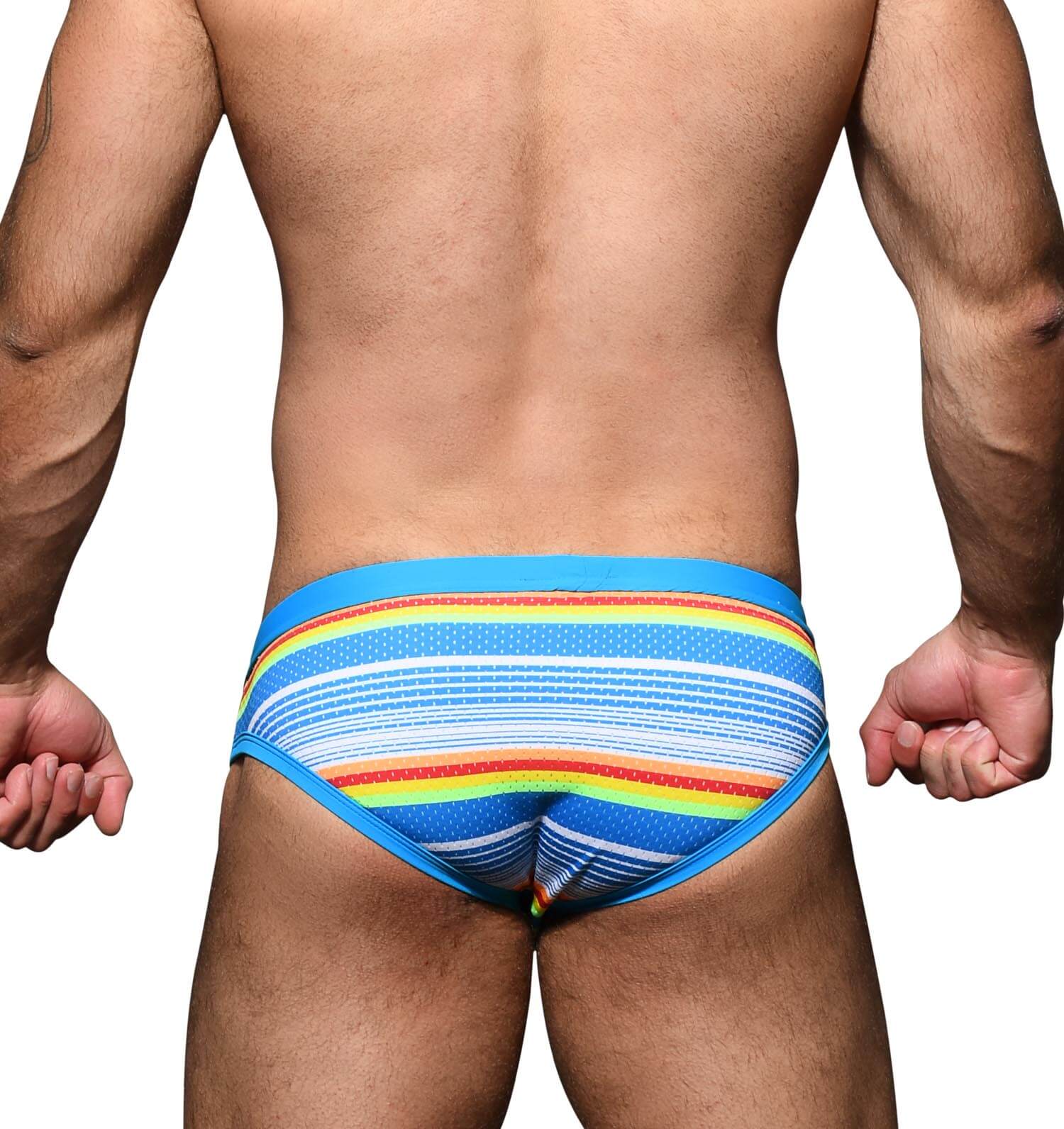 mehrfarbiger Badeslip aus der Swimwear Kollektion von Andrew Christian, Rückansicht