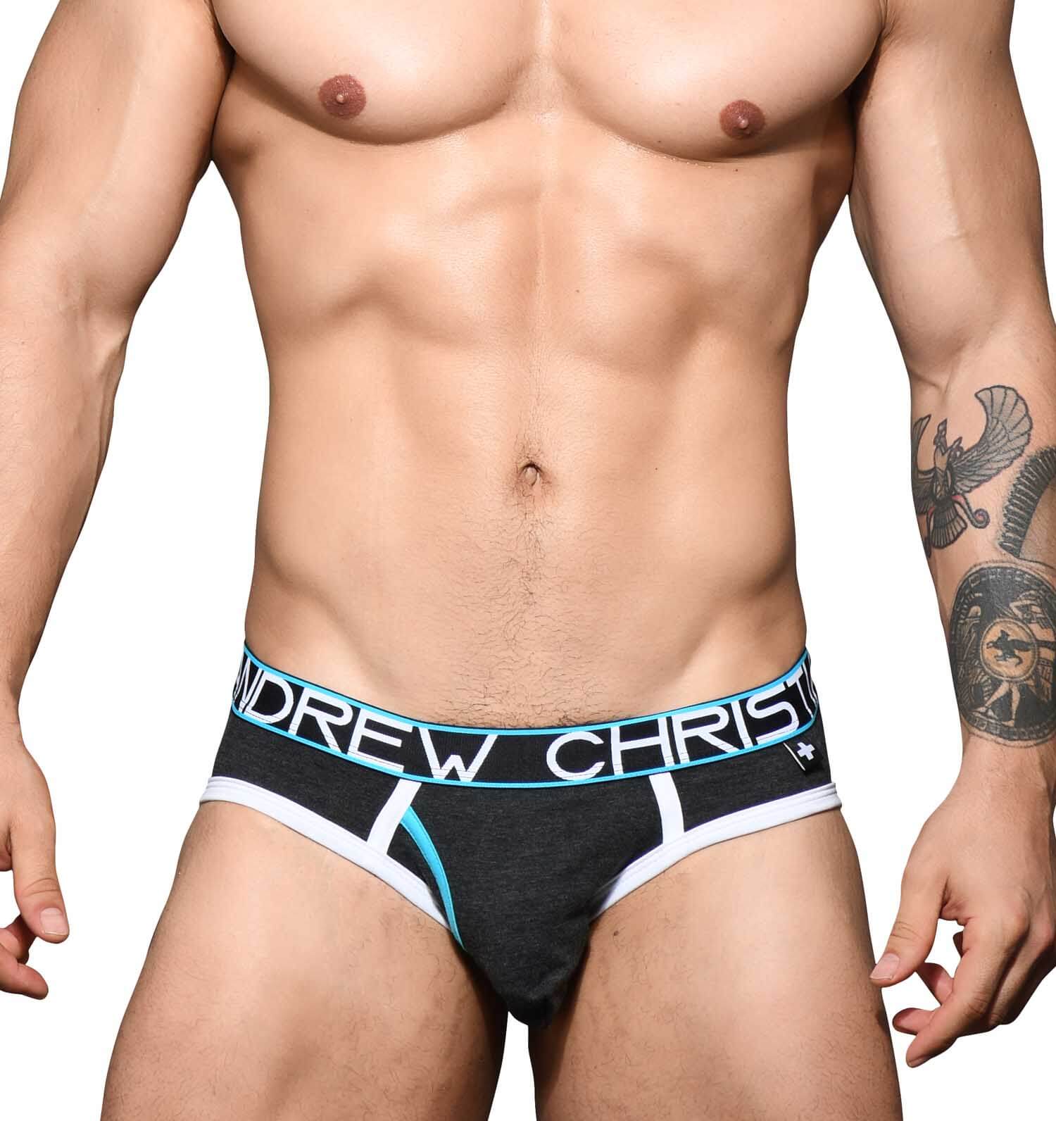 grauer Andrew Christian Slip 'Fly Tagless Brief' mit Almost Naked Funktion