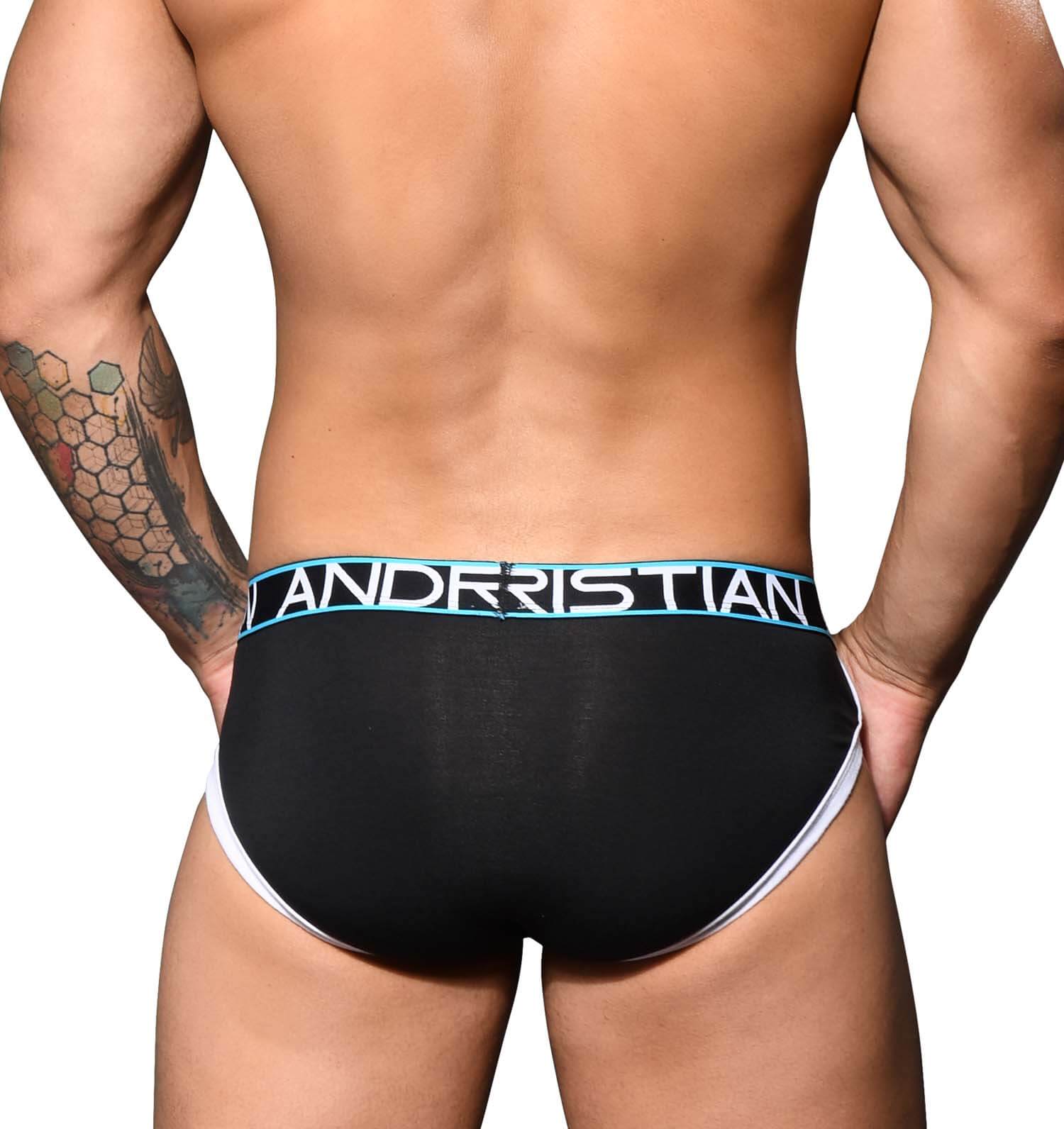 Schwarzer Andrew Christian Slip 'Show-IT Brief' mit Push-UP Funktion aus Modal, Rückansicht