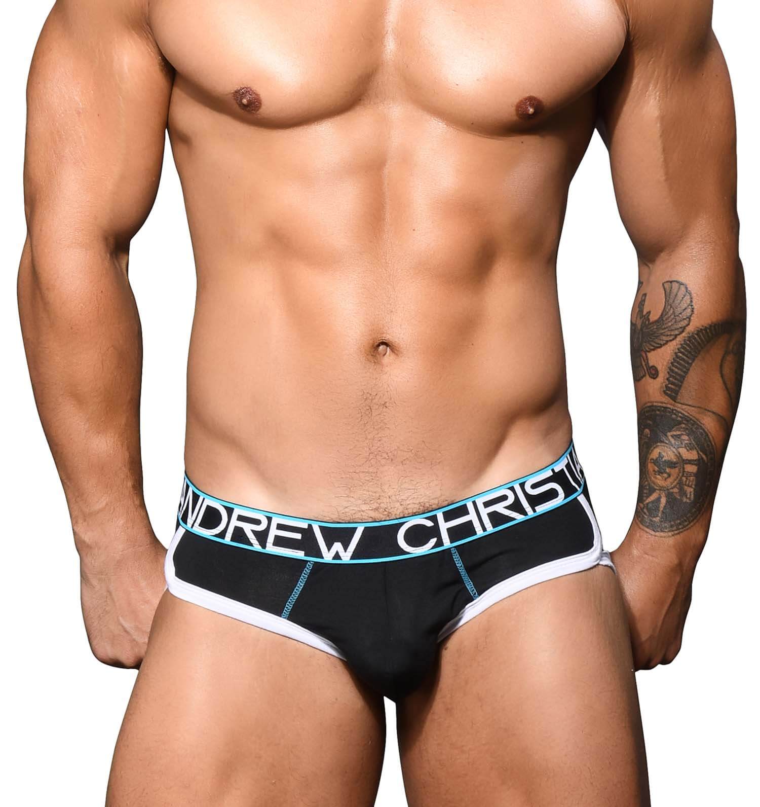 Schwarzer Andrew Christian Slip 'Show-IT Brief' mit Push-UP Funktion aus Modal