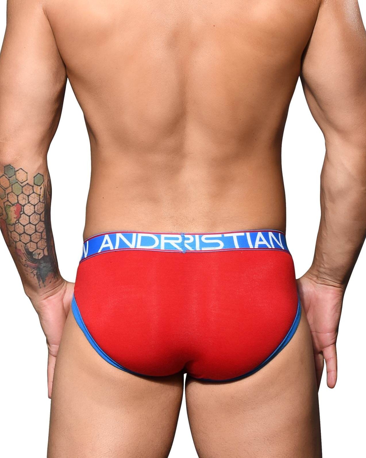 Roter Andrew Christian Slip 'Show-IT Brief' mit Push-UP Funktion aus Modal, Rückansicht