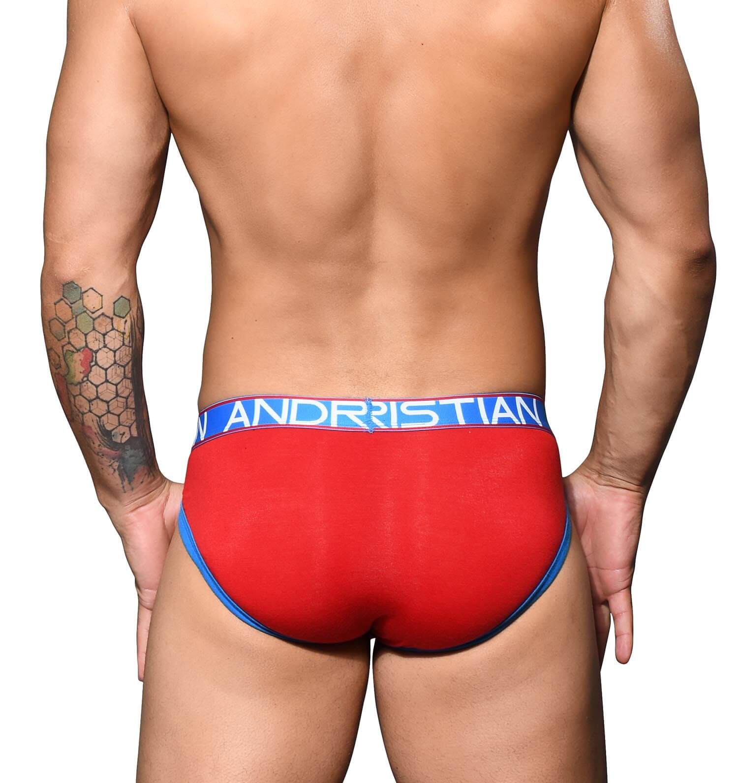 Roter Andrew Christian Slip 'Show-IT Brief' mit Push-UP Funktion aus Modal, Rückansicht