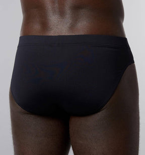 sportlicher Mikrofaser Slip für Männer von Bruno Banani in schwarz, Rückseite