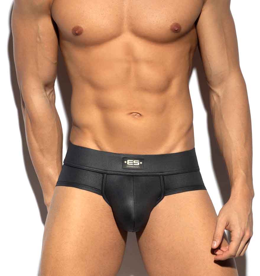 Sexy glänzender Slip 'FETISCH BRIEF' von ES Collection aus recyceltem Material, Frontansicht