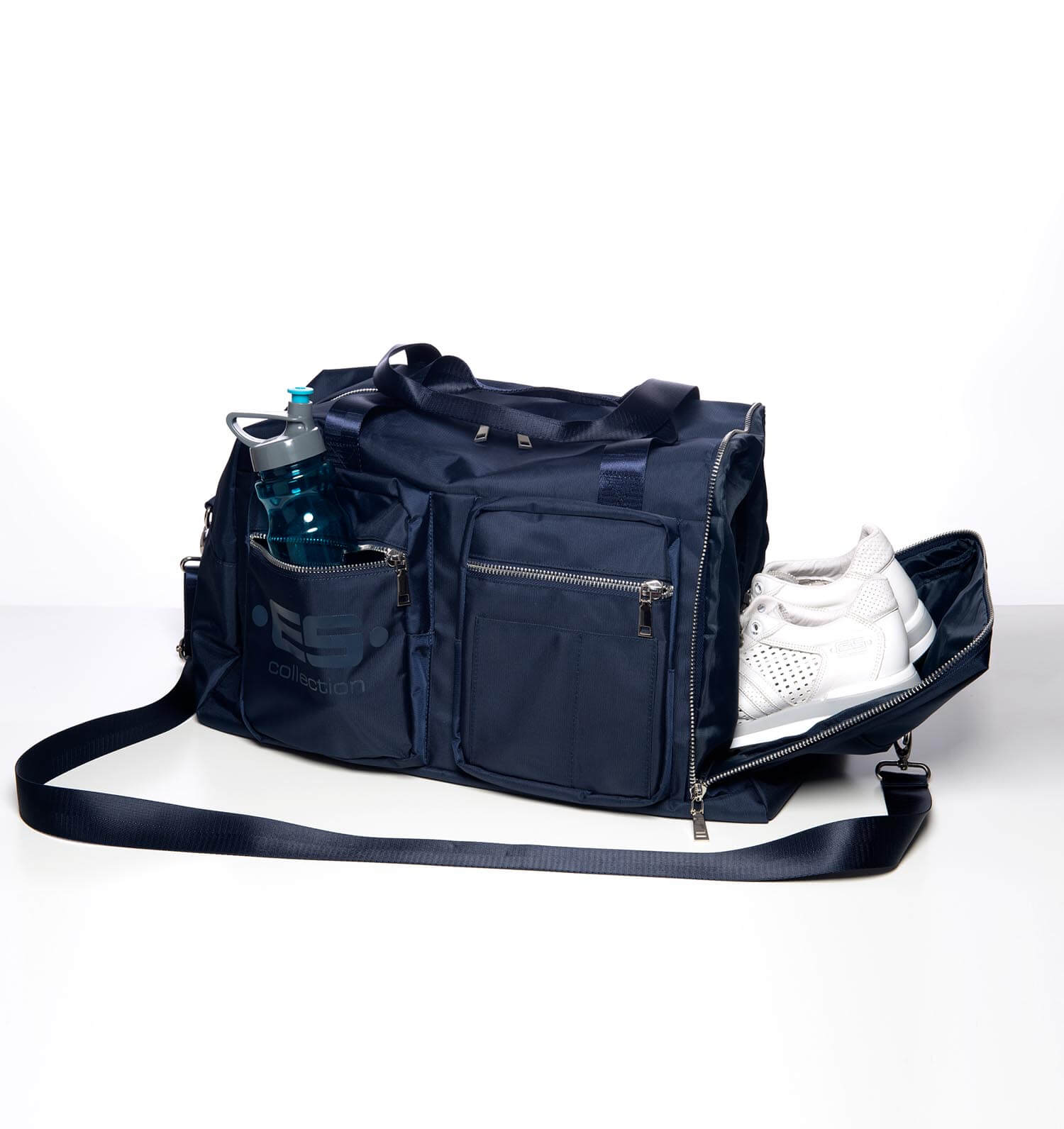 navy-blaue Tasche 'OVERNIGHT BAG' von ES Collection Barcelona, Detailansicht