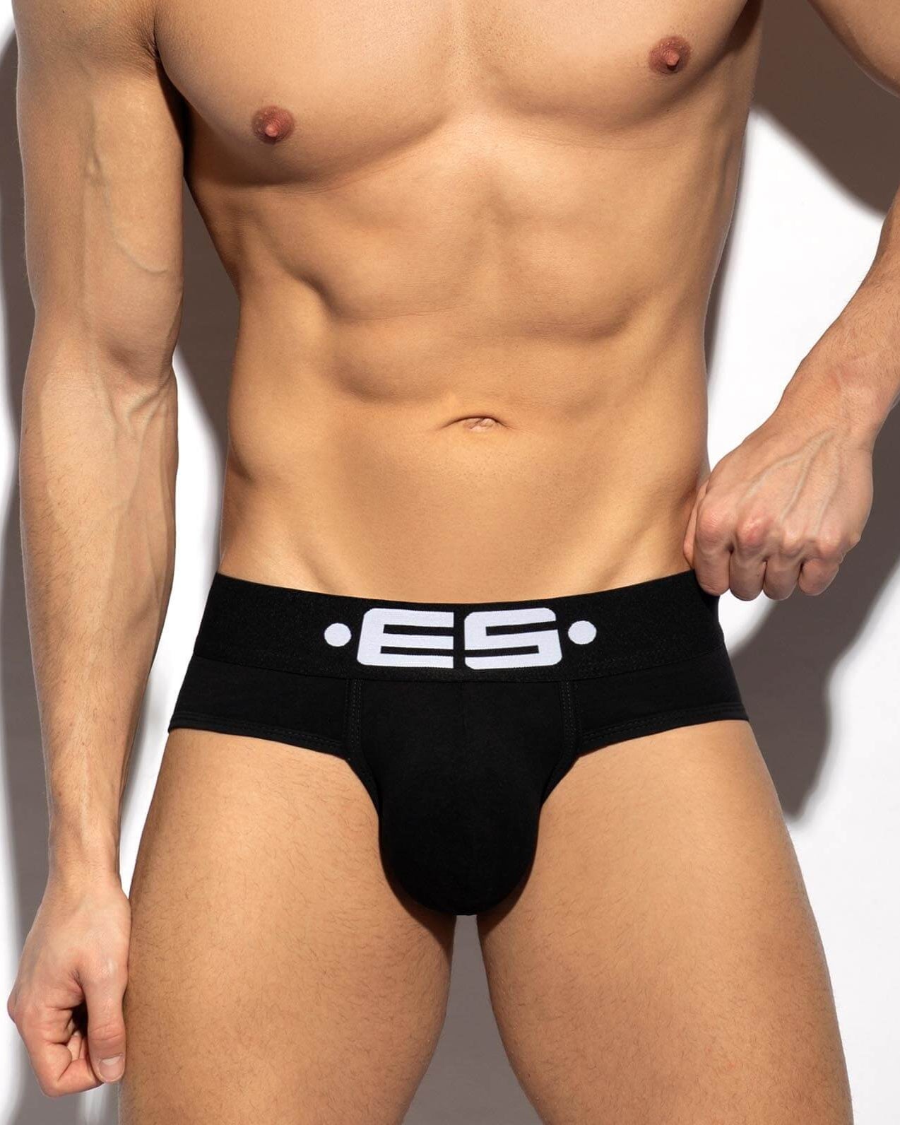 ES Collection Pack Up Wonderbrief - Herren Slip mit Push-Up Einlage, schwarz, Frontansicht