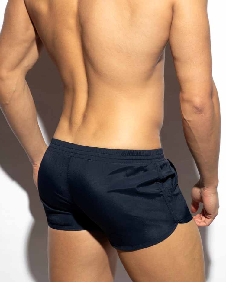 Super Kurze Badeshorts 'Plain Rocky Shorts' von ES Collection in navy, Rückseite