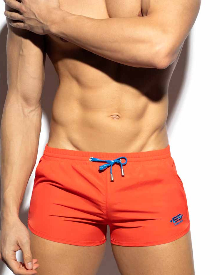 Super Kurze Badeshorts 'Plain Rocky Shorts' von ES Collection in orange, Frontansicht