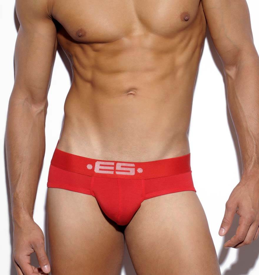 roter Herren Slip mit Push-Up Funktion von ES Collection, Frontansicht