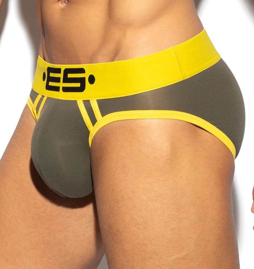 Microfaser Herren Slip 'SPORTIVE BRIEF' von ES Collection in khaki, Seitenansicht