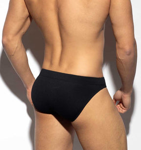 ES Collection Badeslip 'Pique Swim Bikini' in schwarz mit Push-Up Einlage, Rückseite