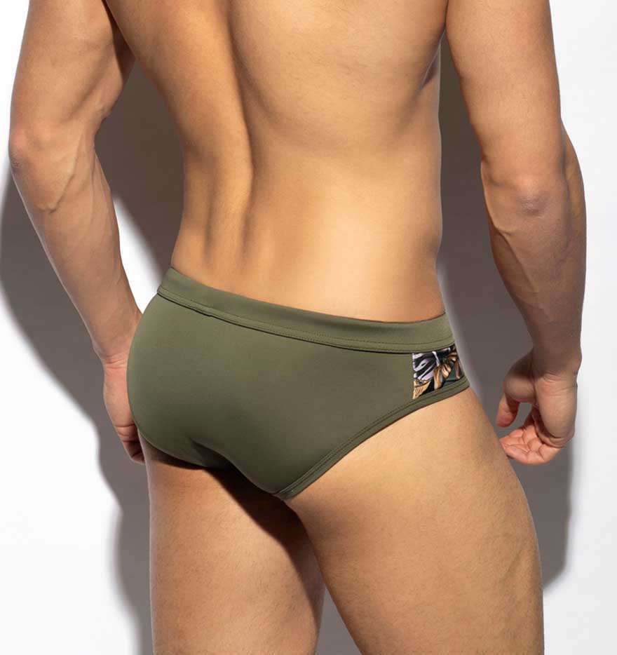 Push-Up Badeslip mit Print 'Fall Leave Swim Brief' von ES Collection, Rückseite