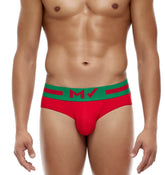 Roter Herren Slip mit grünen Kontrasten aus der Modus Vivendi Underwear Kollektion