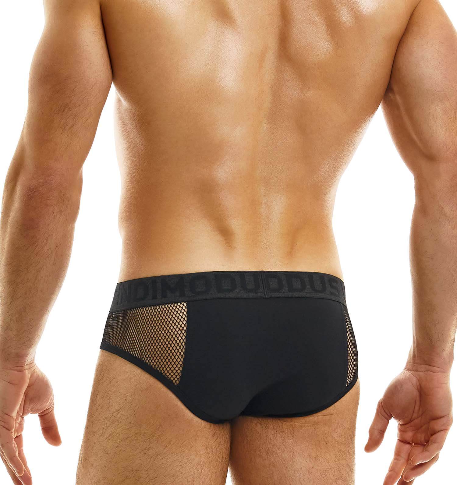 schwarzer Herren Netz-Slip aus der MESH LINE von Modus Vivendi Underwear, Rückansicht