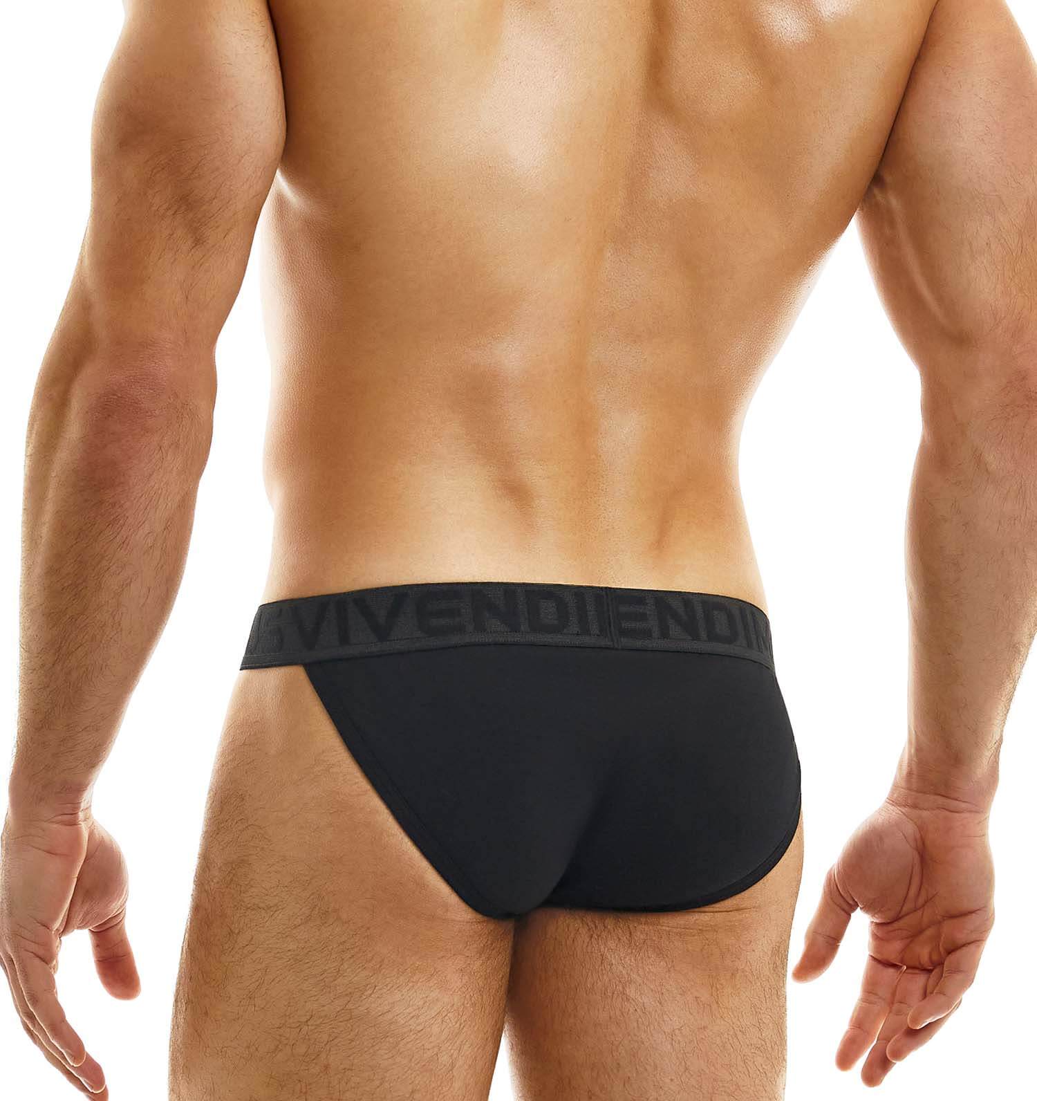 Sexy Männer Tanga Brief mit Mesh Einsatz in schwarz von Modus Vivendi, Rückansicht