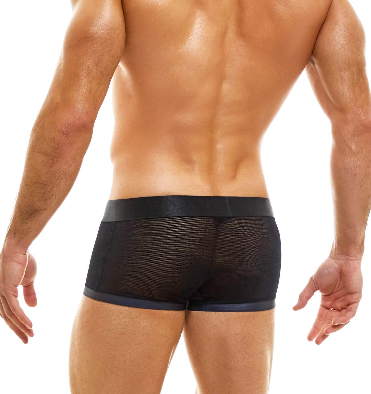 durchsichtige Low-Cut Fetish Boxershorts aus der Modus Vivendi V-Fluid Unterwäsche Kollektion, Rückansicht