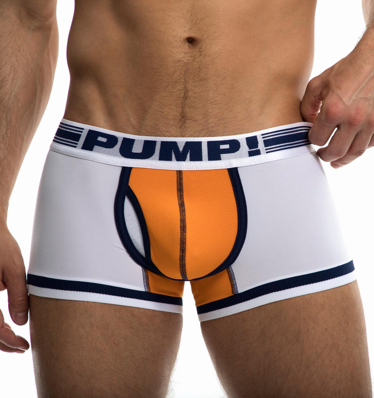 Pump! Sexy Boxershorts 'Varsity TOUCHDOWN' in weiß/orange